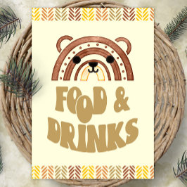 Póster 5 x 7 Comida y bebidas Boho Woodland Bear Cumpleañ
