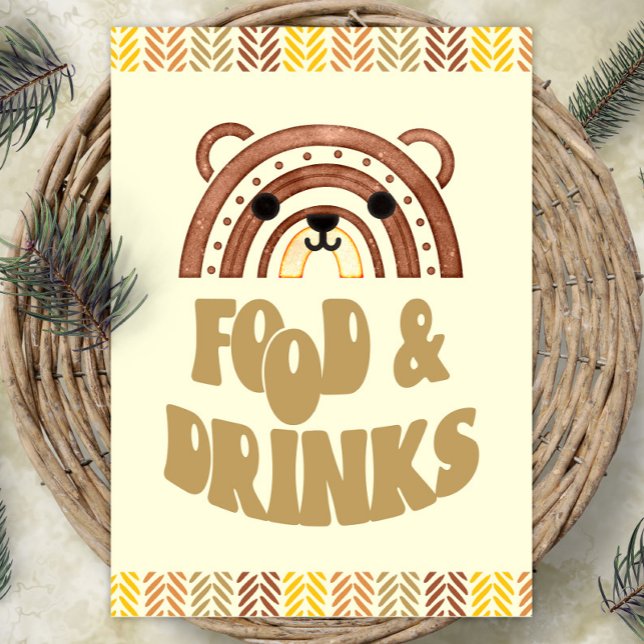 Póster 5 x 7 Comida y bebidas Boho Woodland Bear Cumpleañ (Subido por el creador)