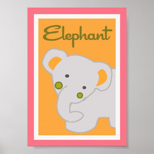 Póster 5 x 7 "Elefante" Selva Safari bebé Bedding Wall Ar (Frente)
