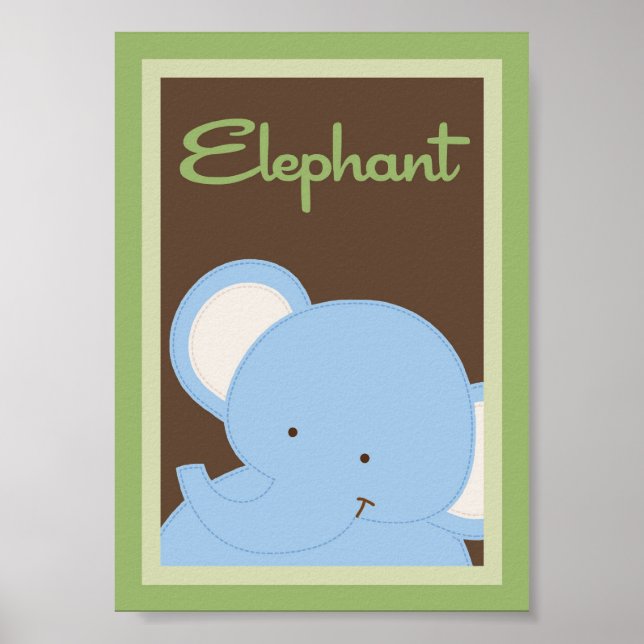 Póster 5 x 7 "Elefante" Selva Safari bebé Bedding Wall Ar (Frente)