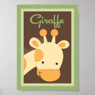 Póster 5 x 7 "Giraffe" Selva Safari bebé Beding Wall Art