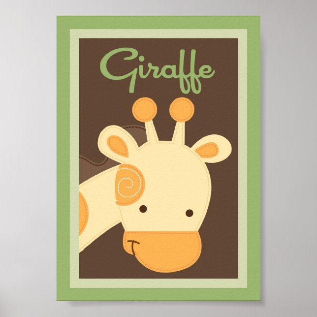 Póster 5 x 7 "Giraffe" Selva Safari bebé Beding Wall Art (Frente)