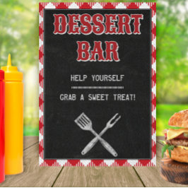 Póster 5 x 7 Rótulo de mesa de bar de postres en el patio