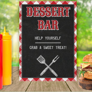 Póster 5 x 7 Rótulo de mesa de bar de postres en el patio