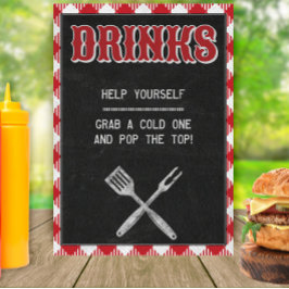 Póster 5 x 7 Rótulo de mesa de bebidas en el patio traser