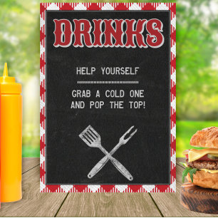 Póster 5 x 7 Rótulo de mesa de bebidas en el patio traser