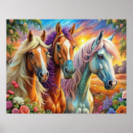 Póster 5D Kit de pintura de diamantes para caballos Diseñ