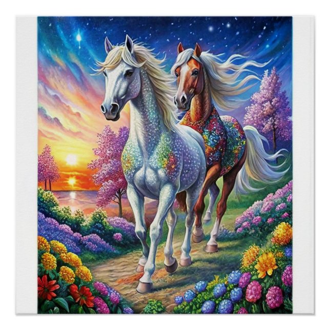 Póster 5D Kit de pintura de diamantes para caballos Diseñ (Anverso)