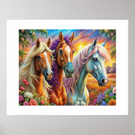 Póster 5D Kit de pintura de diamantes para caballos Diseñ
