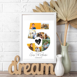 Póster 5th Birthday Photo Collage Poster Keepsake