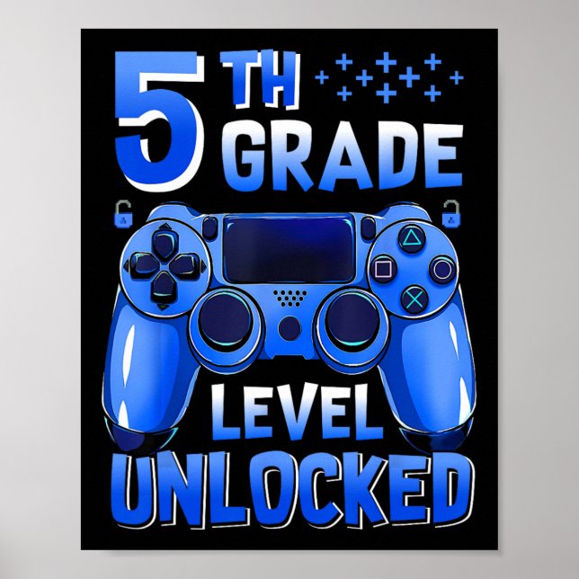 Póster 5th Grade Level Unlocked Gamer First Day Of School (Frente)