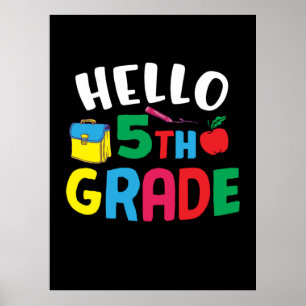 Póster 5th Grade Teacher Hello Fifth Grade