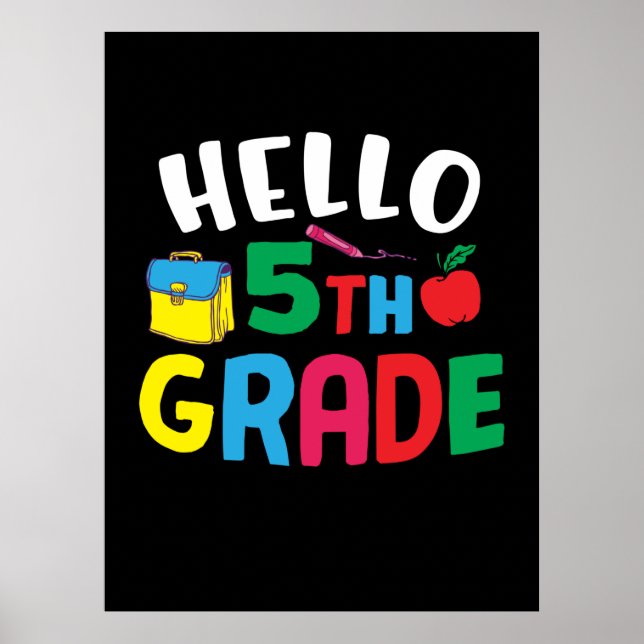 Póster 5th Grade Teacher Hello Fifth Grade (Frente)