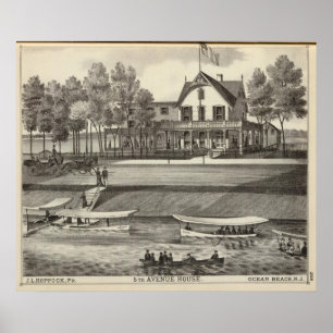 Póster 5to Casa de la avenida, playa del océano, NJ
