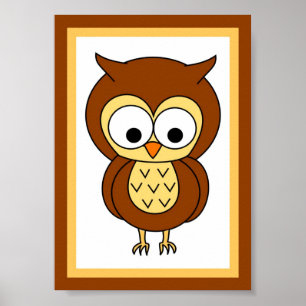 Póster 5X7 Búho Neutral 1 Pared Art