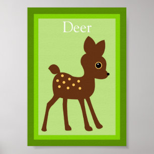 Póster 5X7 Deer Forest Friends Wall Art