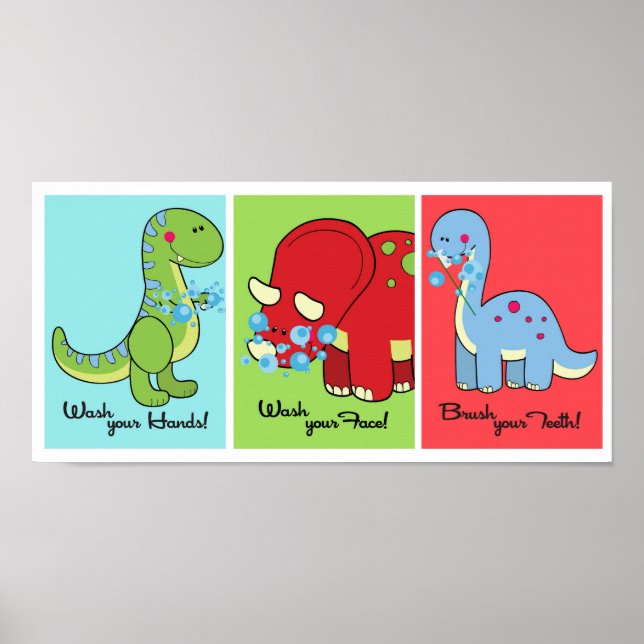 Póster 5x7 Dinosaur Dino World Bathroom Wall Art (Frente)