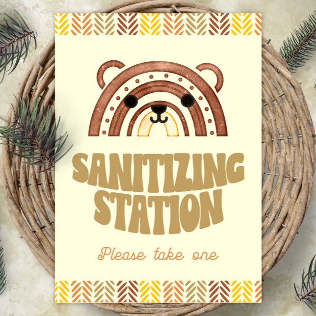 Póster 5x7 Estación de Sanitizer Boho Woodland Bear Cumpl (Subido por el creador)