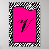 5x7 Letra Wall Art Tapa de cebra rosa caliente