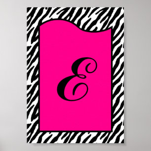 Póster 5x7 Letra Wall Art Tapa de cebra rosa caliente
