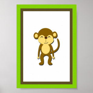 Póster 5X7 Monkey Junkey Animal Wall Art