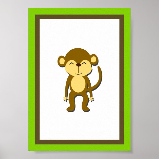 Póster 5X7 Monkey Junkey Animal Wall Art (Frente)