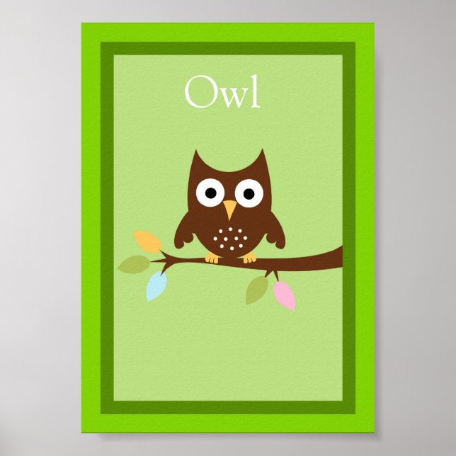 Póster 5X7 Owl Forest Friends Wall Art (Frente)