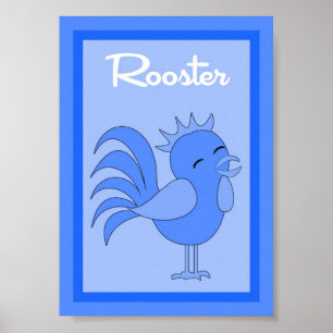 Póster 5X7 Rooster Barn Yard Boys Wall Art