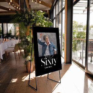 Póster 60.ª tipografía fotográfica de cumpleaños minimo m