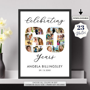 Póster 60.º cumpleaños número 60 23 Collage de fotos