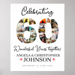 Póster 60° Aniversario del Boda Fotomontaje del matrimoni