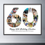Póster 60 aniversario número cumpleaños 60 Collage de fot<br><div class="desc">Marcar sesenta años de maravillosos recuerdos y aventuras con este cautivador Collage de fotos número cumpleaños número 60. Esta plantilla de personalizable es la combinación perfecta de creatividad y sentimiento, lo que le permite crear un regalo verdaderamente memorable para el día especial de su ser querido. Captura la esencia de...</div>
