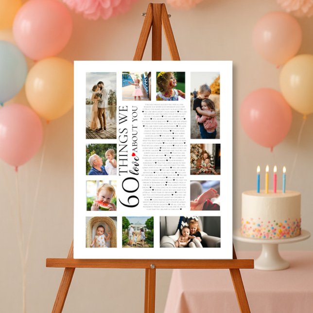 Póster 60 cosas que amamos de ti, cumpleaños, collage de  (Subido por el creador)