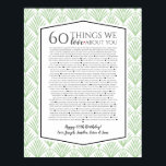 Póster 60 cosas que nos encantan de ti Art Deco fan 1920<br><div class="desc">editable diseñado por The Arty Apples Limited</div>