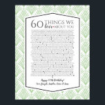 Póster 60 cosas que nos encantan de ti Art Deco fan 1920<br><div class="desc">editable diseñado por The Arty Apples Limited</div>