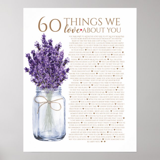 Póster 60 cosas que nos encantan de tu abuela lavender (Frente)
