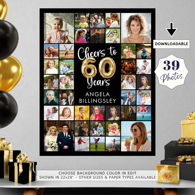 Póster 60 cumpleaños 39 Collages de fotos de ánimo a 60 a (Subido por el creador)
