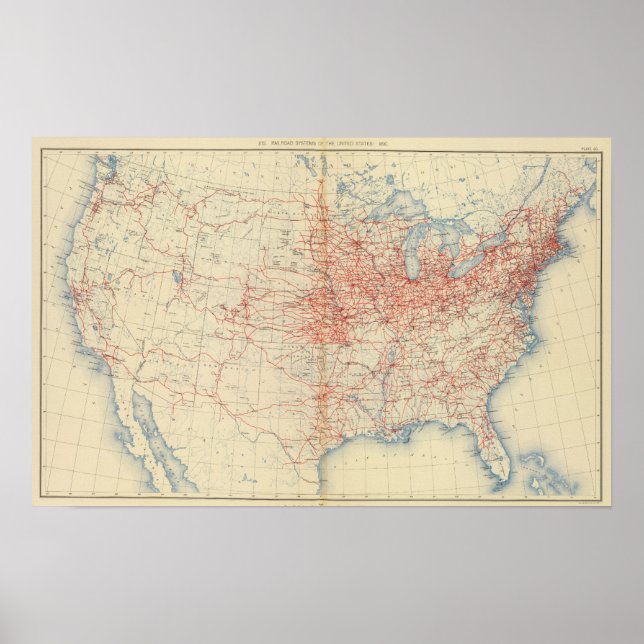 Póster 60 Railroad systems 1890 (Frente)