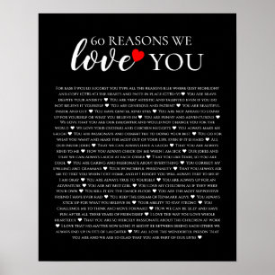 Póster 60 razones por las que te amamos 80 cumpleaños núm