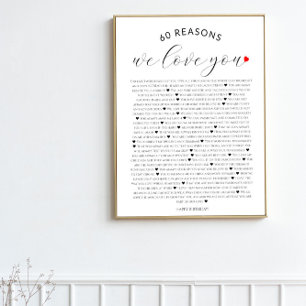 Póster 60 razones por las que te amamos 80 cumpleaños núm