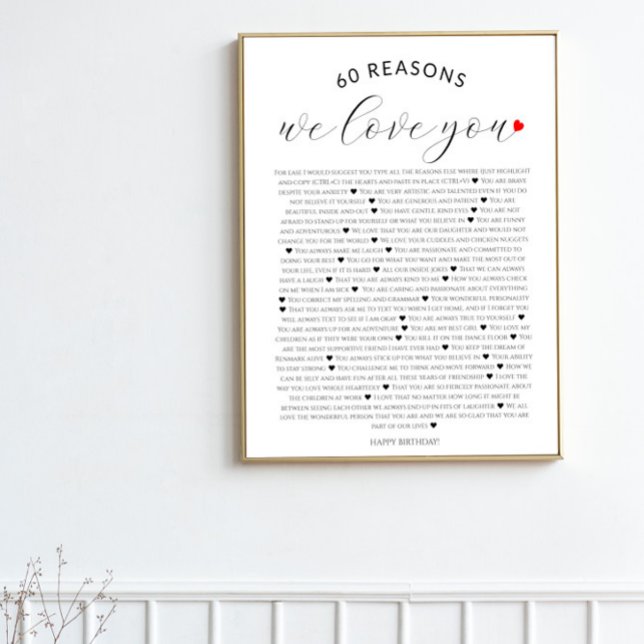 Póster 60 razones por las que te amamos 80 cumpleaños núm (Subido por el creador)