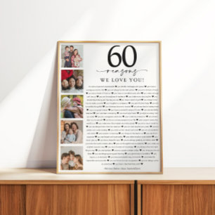 Póster 60 Razones por las que te amamos Cumpleaños o Aniv
