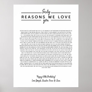 Póster 60 razones por las que te amamos el regalo de cump