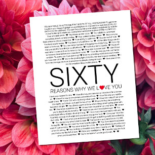 Póster 60 razones por las que te amamos juramento de boda
