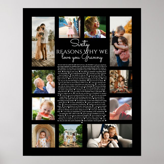 Póster 60 razones por las que te amamos montaje de fotos  (Frente)