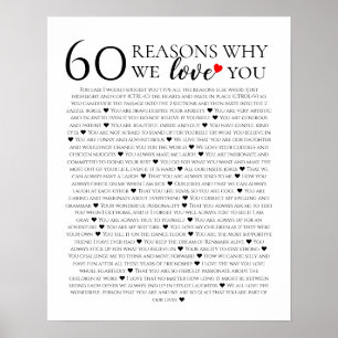 Póster 60 Razones por las que te amamos regalo de cumplea