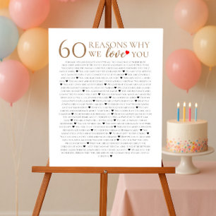 Póster 60 razones por las que te amamos regalo de cumplea