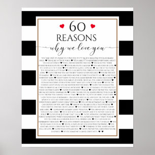 Póster 60 Razones por las que te queremos regalo, blanco 