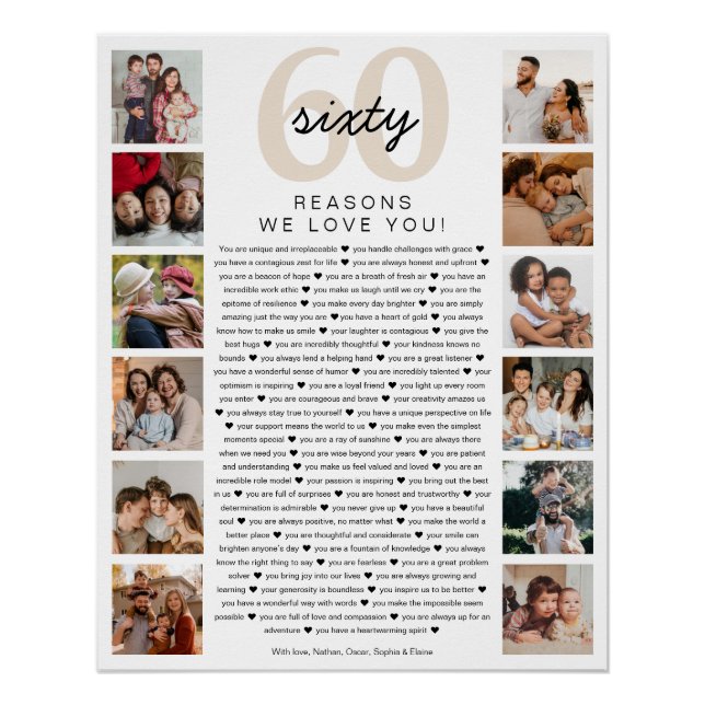 Póster 60 Reasons We Love You Birthday Keepsake Gift (Anverso)