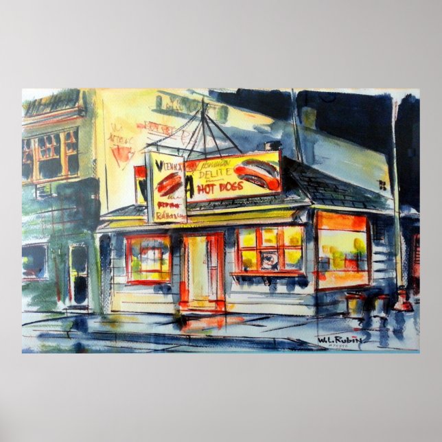 Póster 60"x40" Red Hot Ranch Chicago Watercolor (Frente)